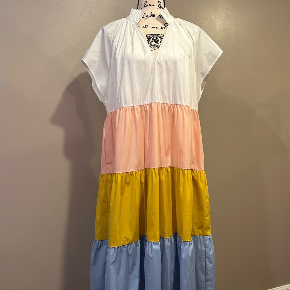 CROSBY by Mollie Burch Cap Sleeve Color Block Watts Midi Dress - Picture 5 of 9